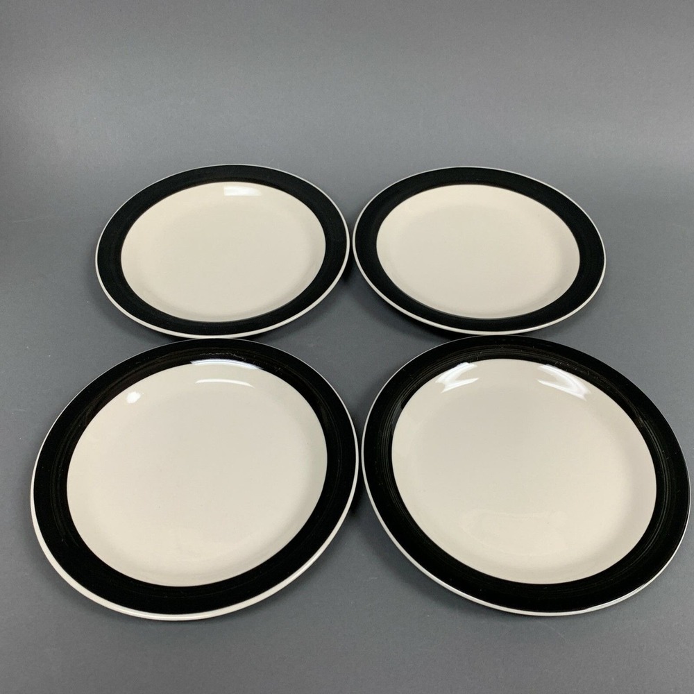 Belagio and Gibson Salad Plates Black Band 7 1/8 Lot of 4